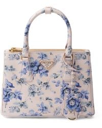Prada - Small Leather Floral Galleria Top-handle Bag - Lyst