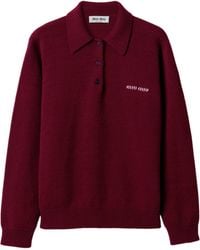 Miu Miu - Cashmere Logo Polo Sweater - Lyst