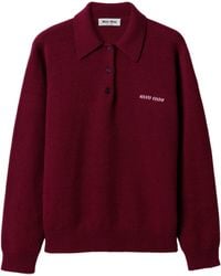 Miu Miu - Cashmere Logo Polo Sweater - Lyst