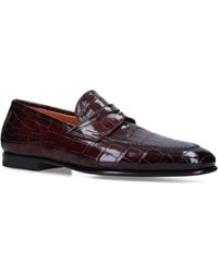 Santoni - Crocodile Carlos Penny Loafers - Lyst