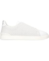 Zegna - Leather Pelletessuta Triple Stitch Sneakers - Lyst