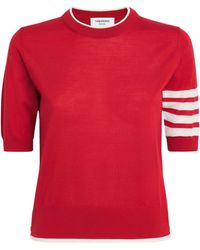 Thom Browne - Wool-Blend 4-Bar Short-Sleeve Sweater - Lyst