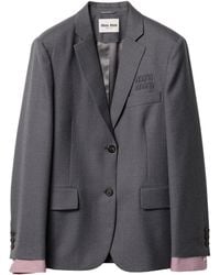 Miu Miu - Wool Shirt Sleeve-Detail Blazer - Lyst