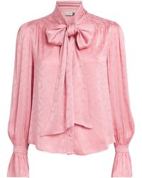 RIXO London - Satin Floral Jacquard Evanora Blouse - Lyst