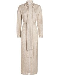 Kiton - Silk Printed Scarf-Detail Maxi Dress - Lyst