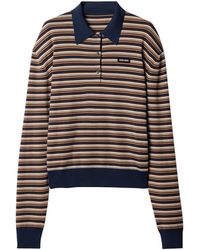 Miu Miu - Virgin Wool Stripe Polo Shirt - Lyst