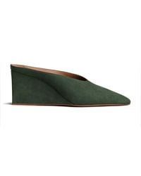 Alaïa - Suede Cube Wedge Mules 75 - Lyst
