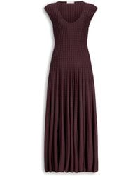 Alaïa - Pleated Midi Dress - Lyst