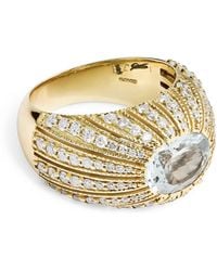 Jacquie Aiche - Large, Diamond And Aquamarine Oval Dome Ring - Lyst
