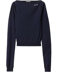 Miu Miu - Fleece Wool Logo Sweater - Lyst