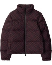 Burberry - Check Print Puffer Jacket - Lyst