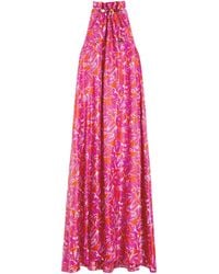 Max Mara - Silk Twill Printed Midi Dress - Lyst