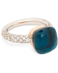 Pomellato - Mixed, Diamond, London Topaz And Nudo Ring - Lyst