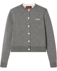 Gucci - Wool-blend Logo-jacquard Cardigan - Lyst