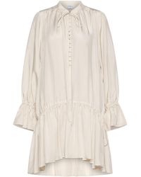 Marella - Silk Ruched Mini Shirt Dress - Lyst