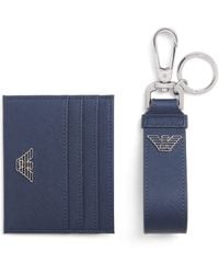 Emporio Armani - Leather Card Holder And Keyring Set - Lyst