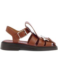 McQueen - Leather T-Bar Caged Sandals 25 - Lyst