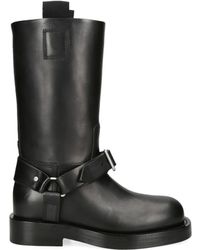 Burberry - Leather Saddle Boots - Lyst