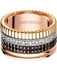 Boucheron - Large Mixed Gold And Diamond Quatre Classique Ring - Lyst