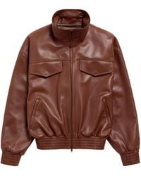 Balenciaga - Oversized Cropped Leather Jacket - Lyst