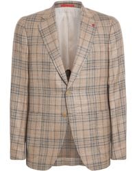 Isaia - Wool-Silk Check Capri Blazer - Lyst