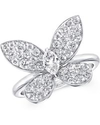 Graff - Mini White Gold And Diamond Butterfly Ring - Lyst