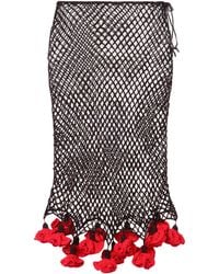 Alaïa - Floral Crochet Midi Skirt - Lyst