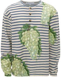 JW Anderson - Grape Print Striped Henley T-shirt - Lyst
