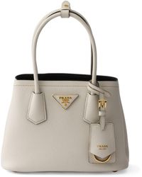 Prada - Mini Saffiano Leather Double Top-Handle Bag - Lyst