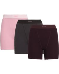Skims - Stretch-Cotton Ribbed Boxer Shorts - Lyst