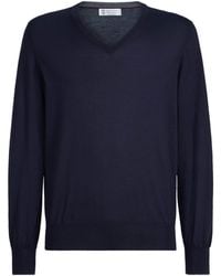 Brunello Cucinelli - Cashmere-Silk V-Neck Sweater - Lyst