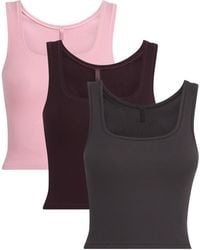 Skims - Stretch-Cotton Ribbed Tank Tops - Lyst