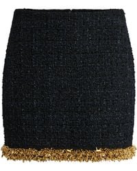 Balmain - Tweed Beaded-Hem Mini Skirt - Lyst