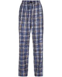Burberry Scribble Stripe Check Pants - Blue