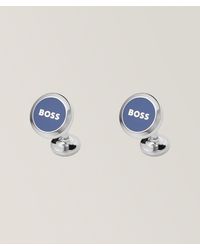 BOSS - Logo Round Cufflinks - Lyst