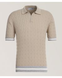 Gran Sasso - Cable-Knit Cotton Stripe-Trim Polo - Lyst