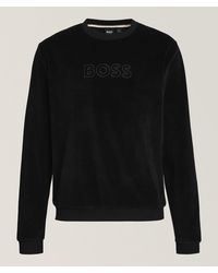 BOSS - Logo Cotton-Blend Velour Sweatshirt - Lyst