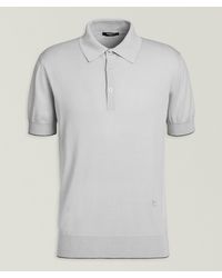 Balmain - Silk-Cotton Knit Polo - Lyst