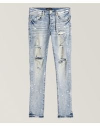 Purple Brand - Distressed Paint-Splattered Jeans - Lyst