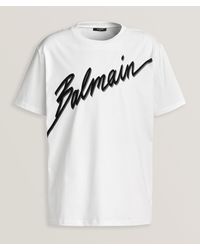 Balmain - Flocked Cursive Logo T-Shirt - Lyst