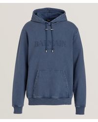 Balmain - Embroidered Logo Cotton Hooded Sweater - Lyst