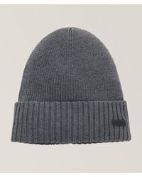 BOSS - Rib-Knit Virgin Wool Beanie - Lyst