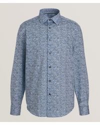 Bugatchi - Leaf-Print Stretch-Cotton Shirt - Lyst