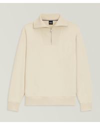BOSS - Sidney Ribbed Peached-Cotton Sweatshirt - Lyst