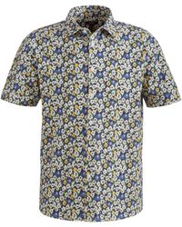 Benson Multi-flower Cotton Sport Shirt - Blue