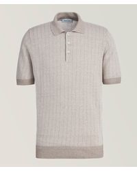 Gran Sasso - Tonal Striped Linen-Cotton Knit Polo - Lyst