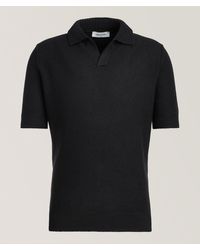 Gran Sasso - Waffle-Knit Linen-Cotton Knit Polo - Lyst