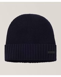 BOSS - Rib-Knit Virgin Wool Beanie - Lyst