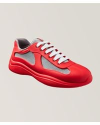 Prada - America's Cup Mixed Media Sneakers - Lyst