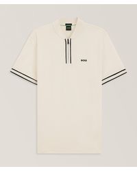 BOSS - Pariq Stretch-Cotton Piquã Zip Polo - Lyst